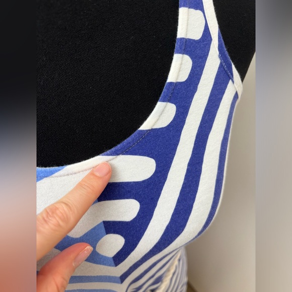 LOFT petite maxi dress cotton‎ knit stretchy xxsp summer nautical blue white - Picture 10 of 12